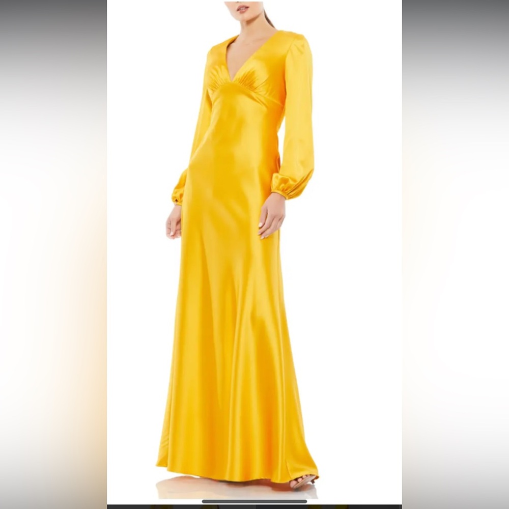 Mac Duggal Vibrant Yellow Long Sleeve Dress
